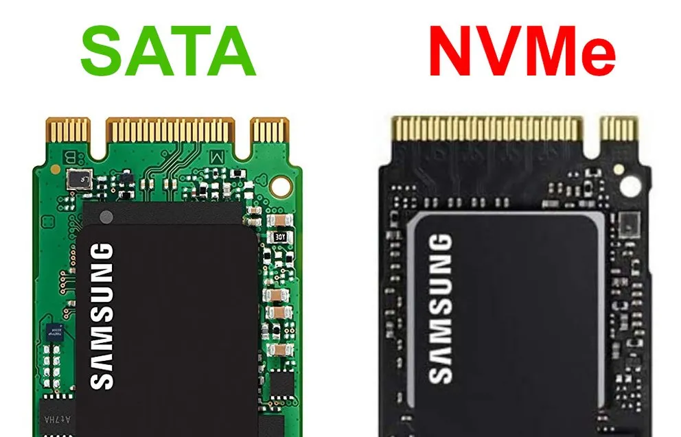 An image of a SATA and NVME m.2 connectors: credit: