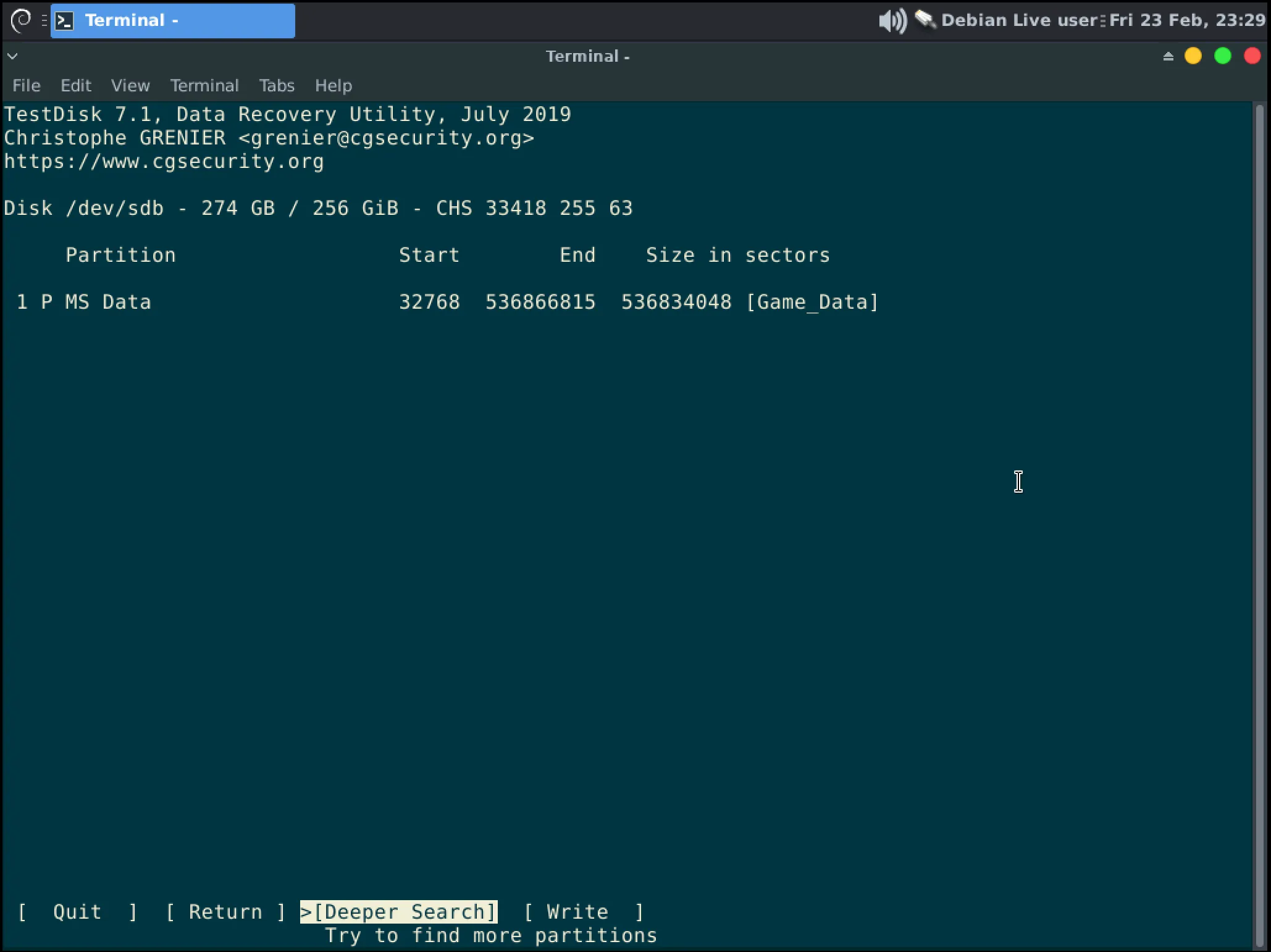 Write or deeper search screen